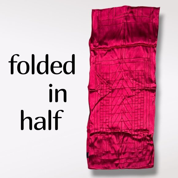 Frank Lloyd Wright MoMA Red Satin Burnout Scarf Silk Blend Rectangle - Picture 9 of 9